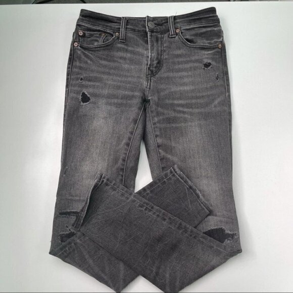American Eagle Next Level Flex Super Skinny Jeans Gray Distressed Size 26 - Picture 1 of 8